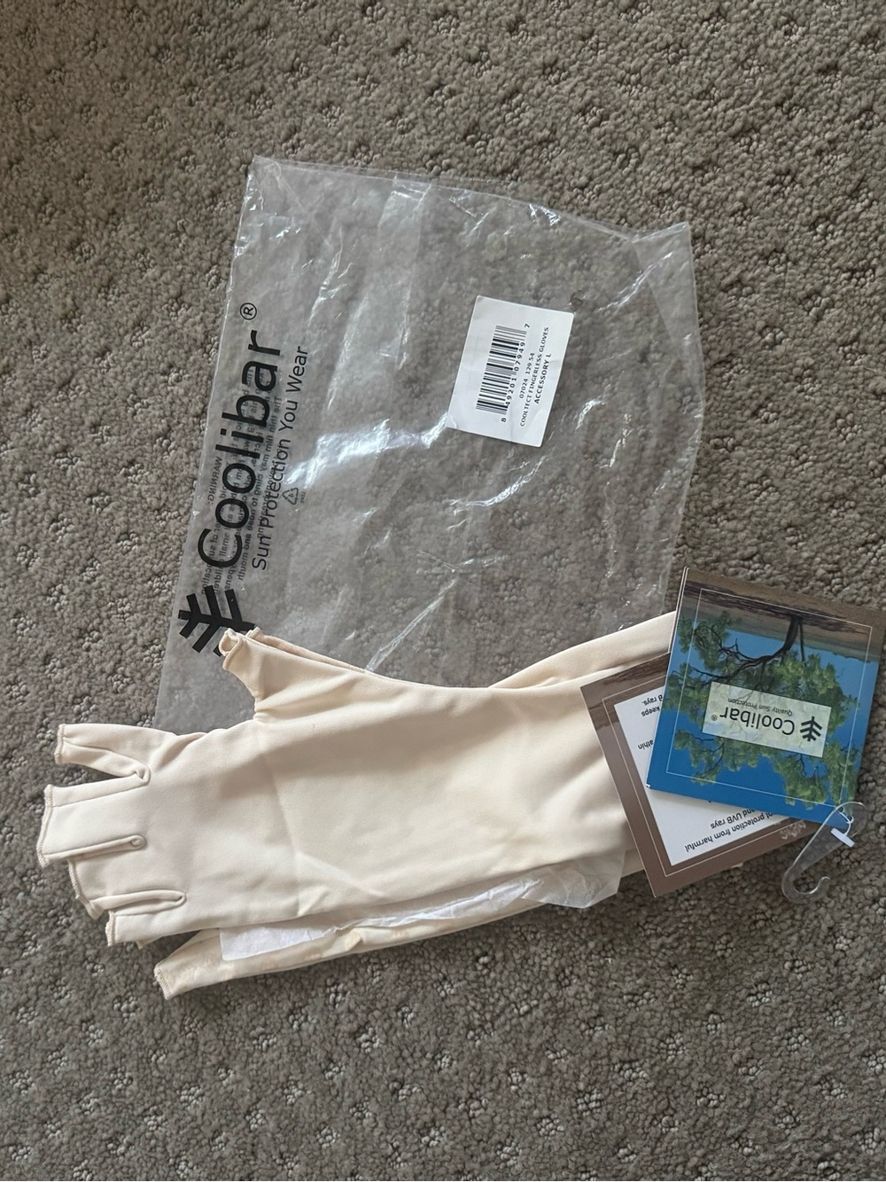 Coolibar Women's Fingerless Sun Gloves - Cream